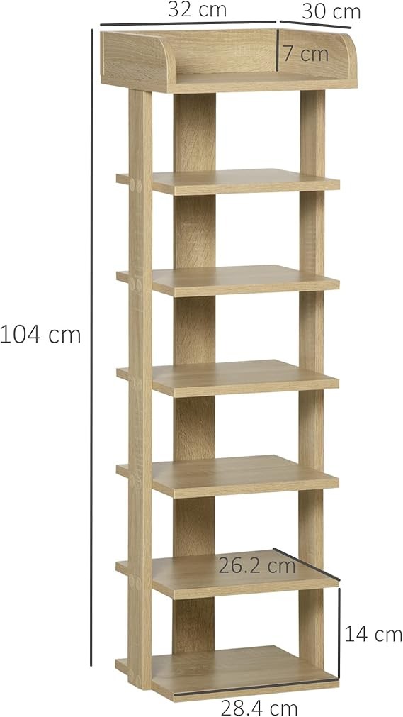 7-Tier Shoe Rack Organizer – Space-Saving Wooden Shelf for Entryway, Bedroom