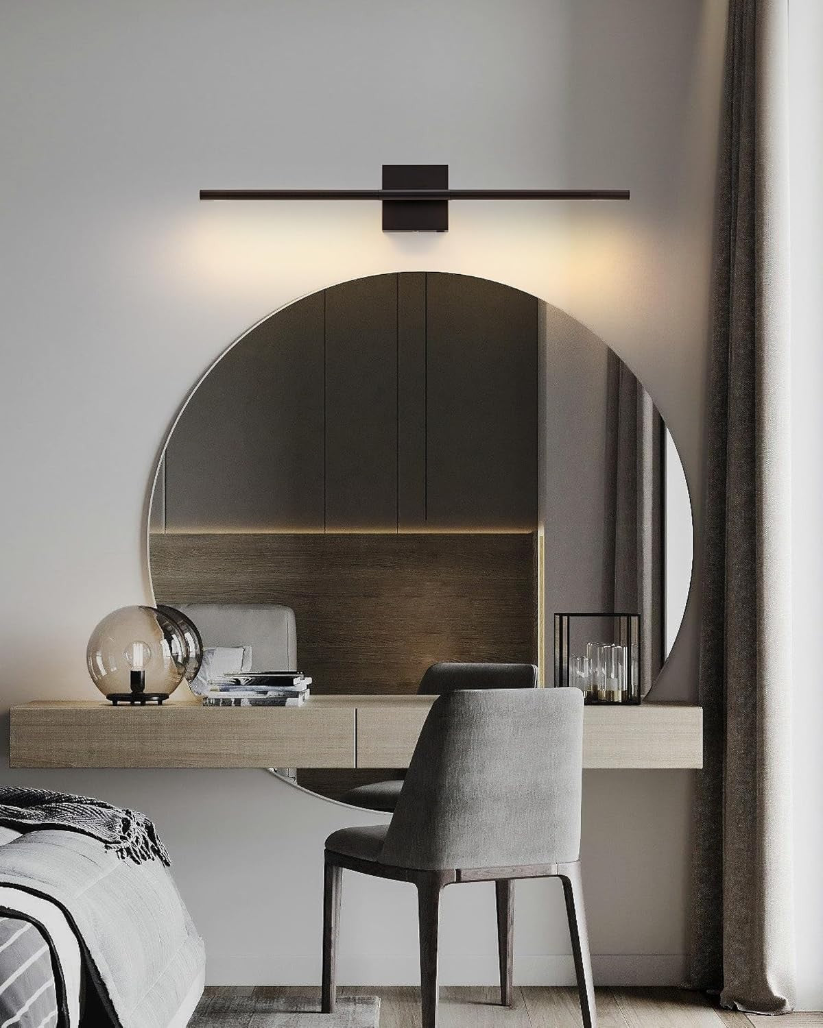 Rechargeable LED Wall Sconces Set of 2, Dimmable, Remote Control, 23.6"