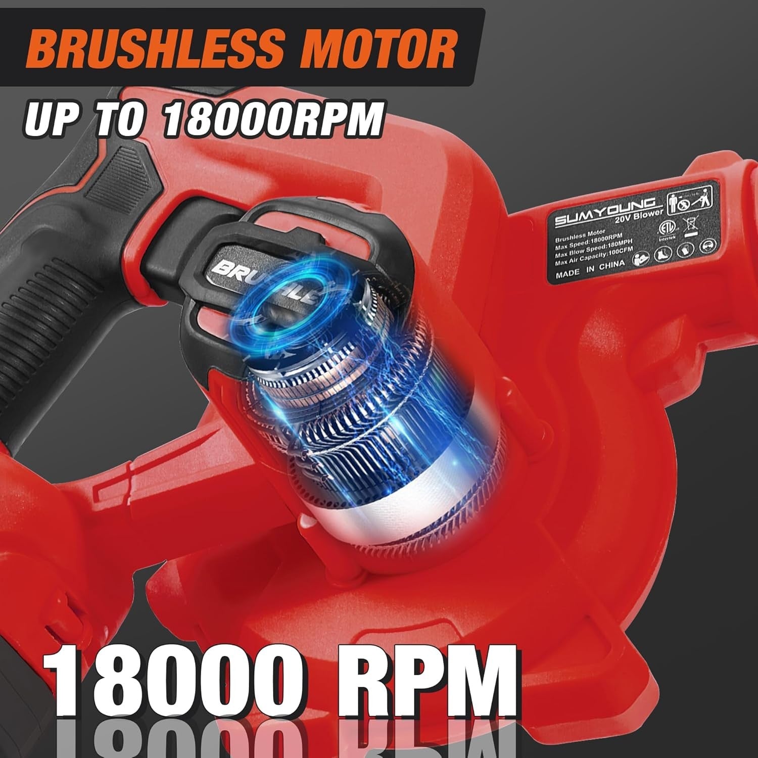 Cordless Leaf Blower Vacuum 2-in-1 Brushless 180MPH Variable Speed Tool