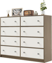 8 Drawer Fabric Chest Storage Unit White Wood Modern Bedroom Cabinet
