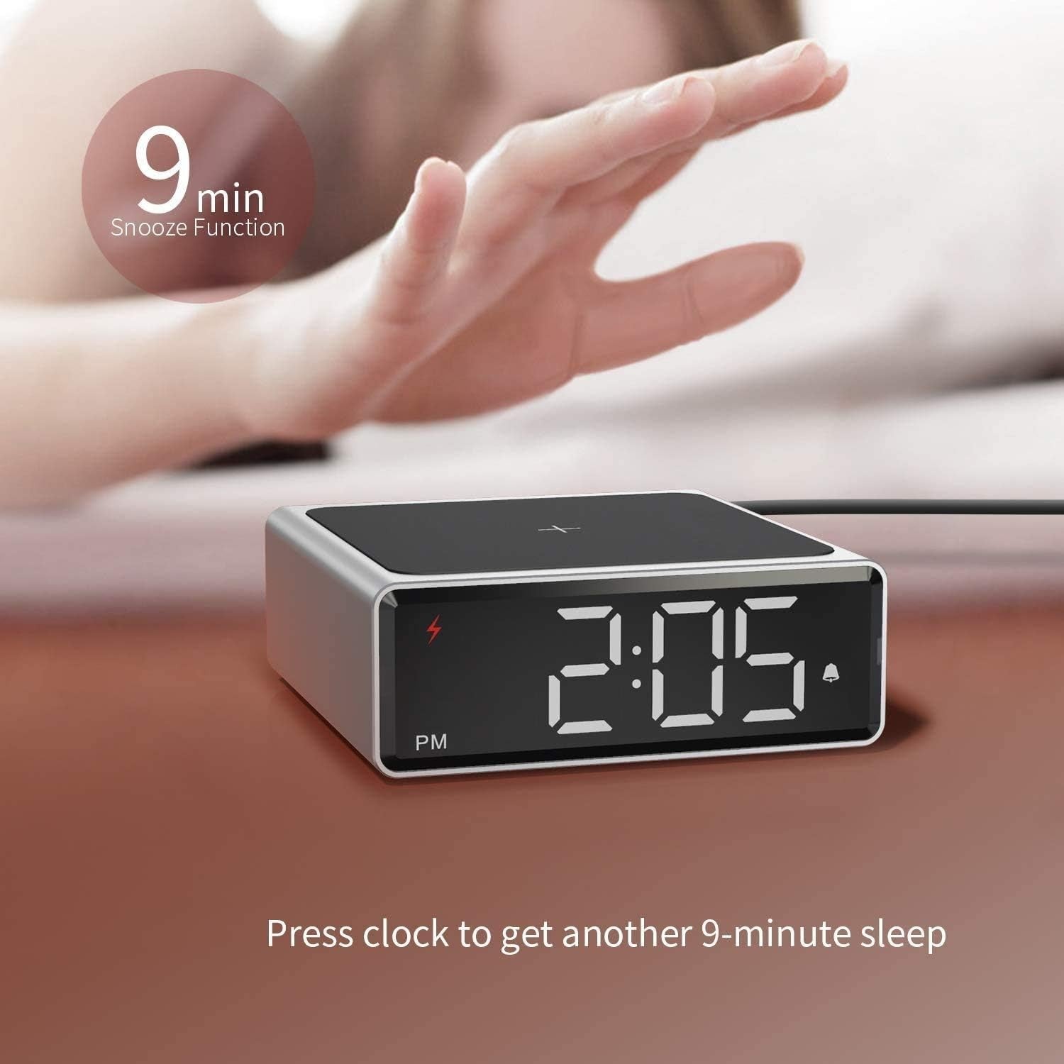 Rose Gold Digital Alarm Clock Radio FM LED Display Noise Reduction