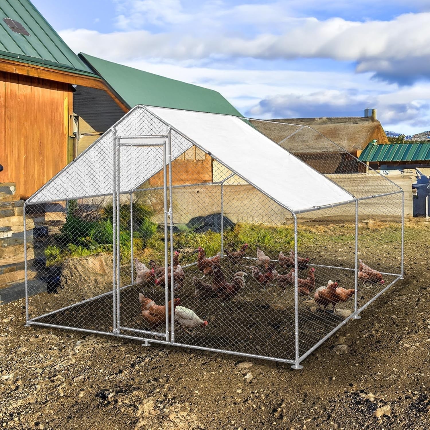 Walk In Chicken Run 4x3x2m Galvanised Steel Coop Pen
