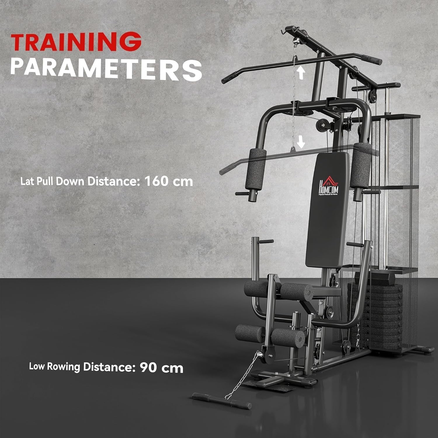 Multi Gym Home Workout Station 150x110x210cm – Chest, Leg & Arm Trainer white