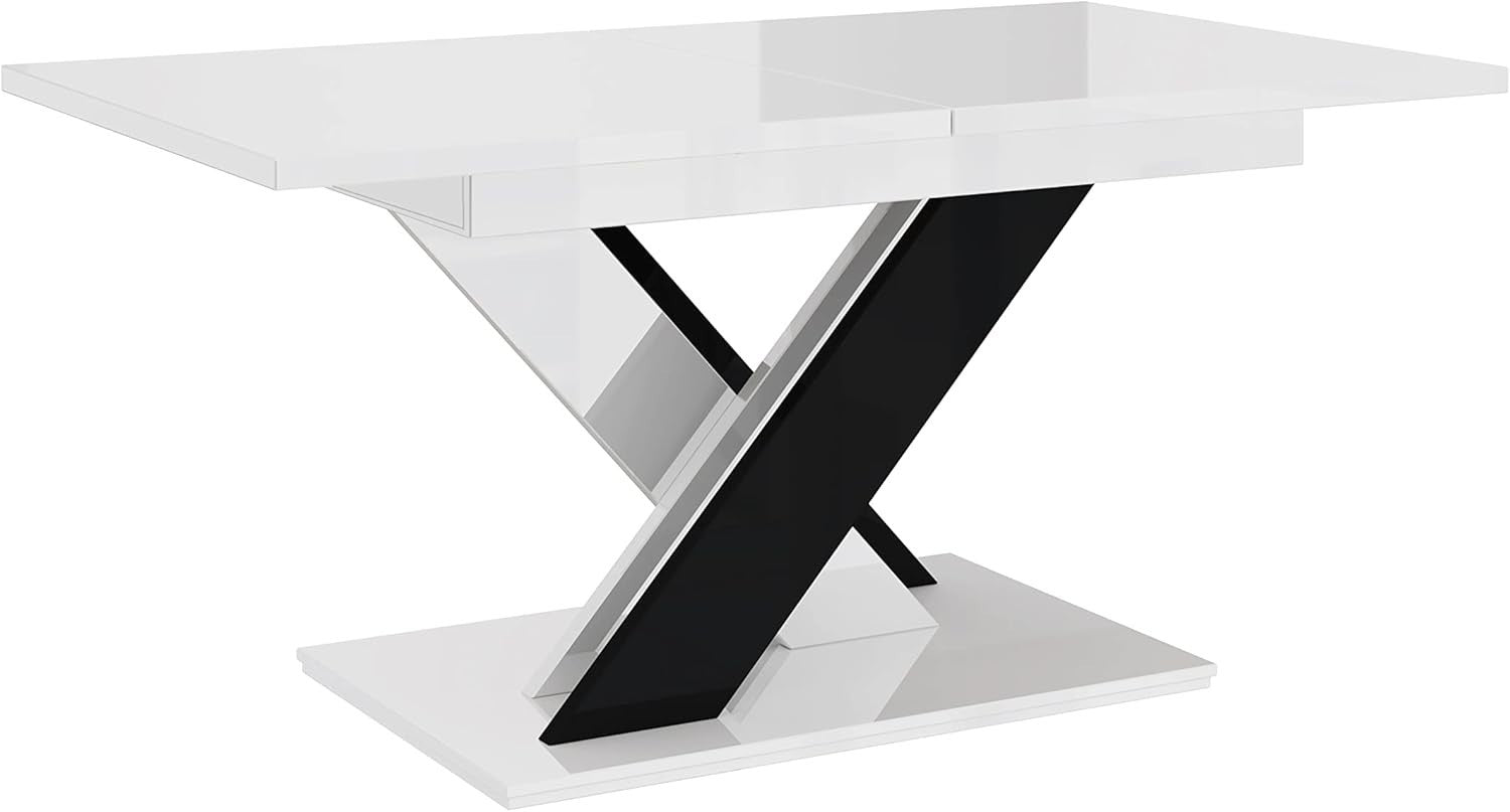 Extendable Dining Table High Gloss 6 Seater 180cm White Black Foldable