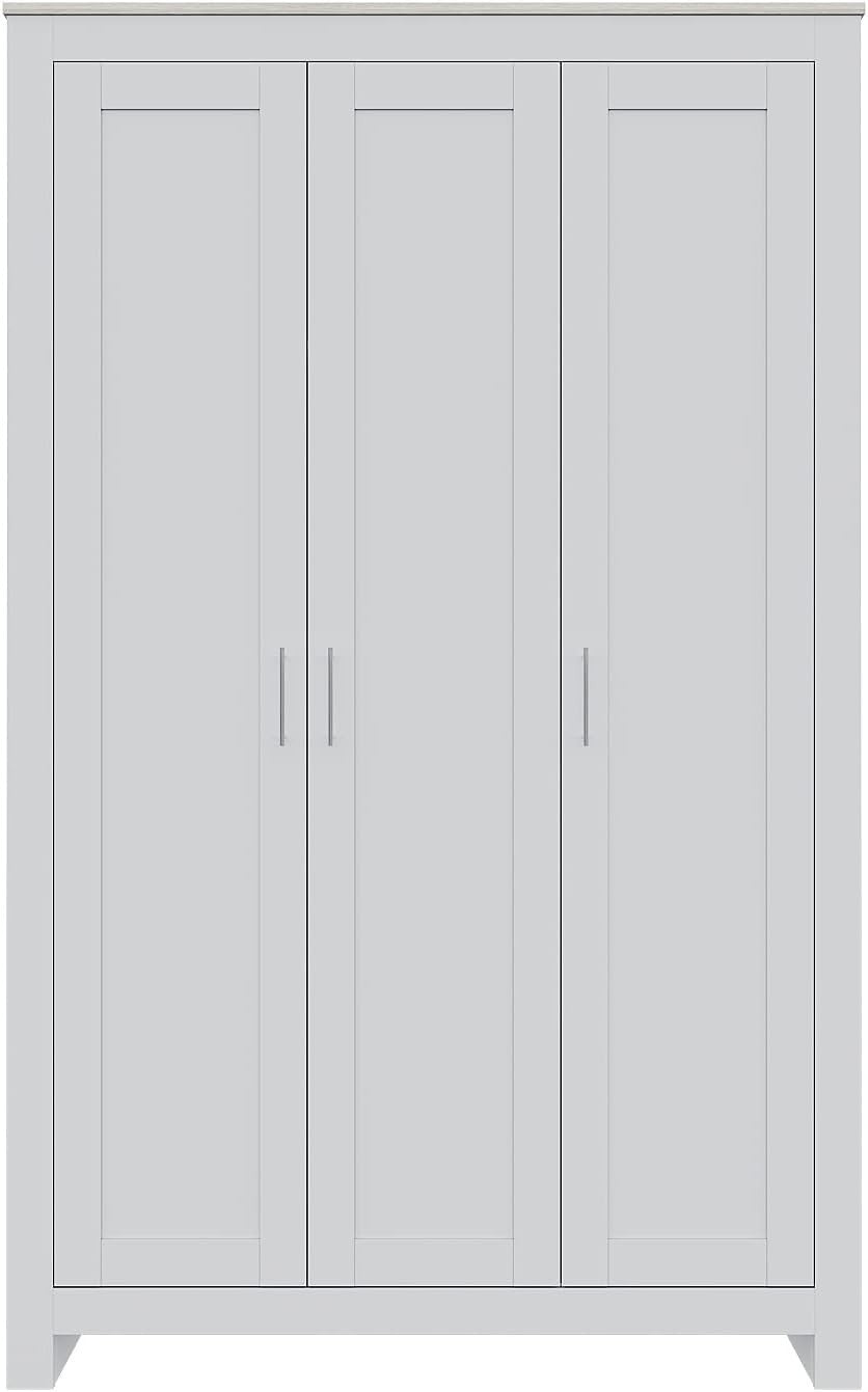 3-Door Wooden Wardrobe with Hanging Rail & 4 Shelves – Durable Storage