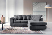 Grey Jumbo Cord Right Hand L Shaped Sofa | Deep Cushions | Durable Frame