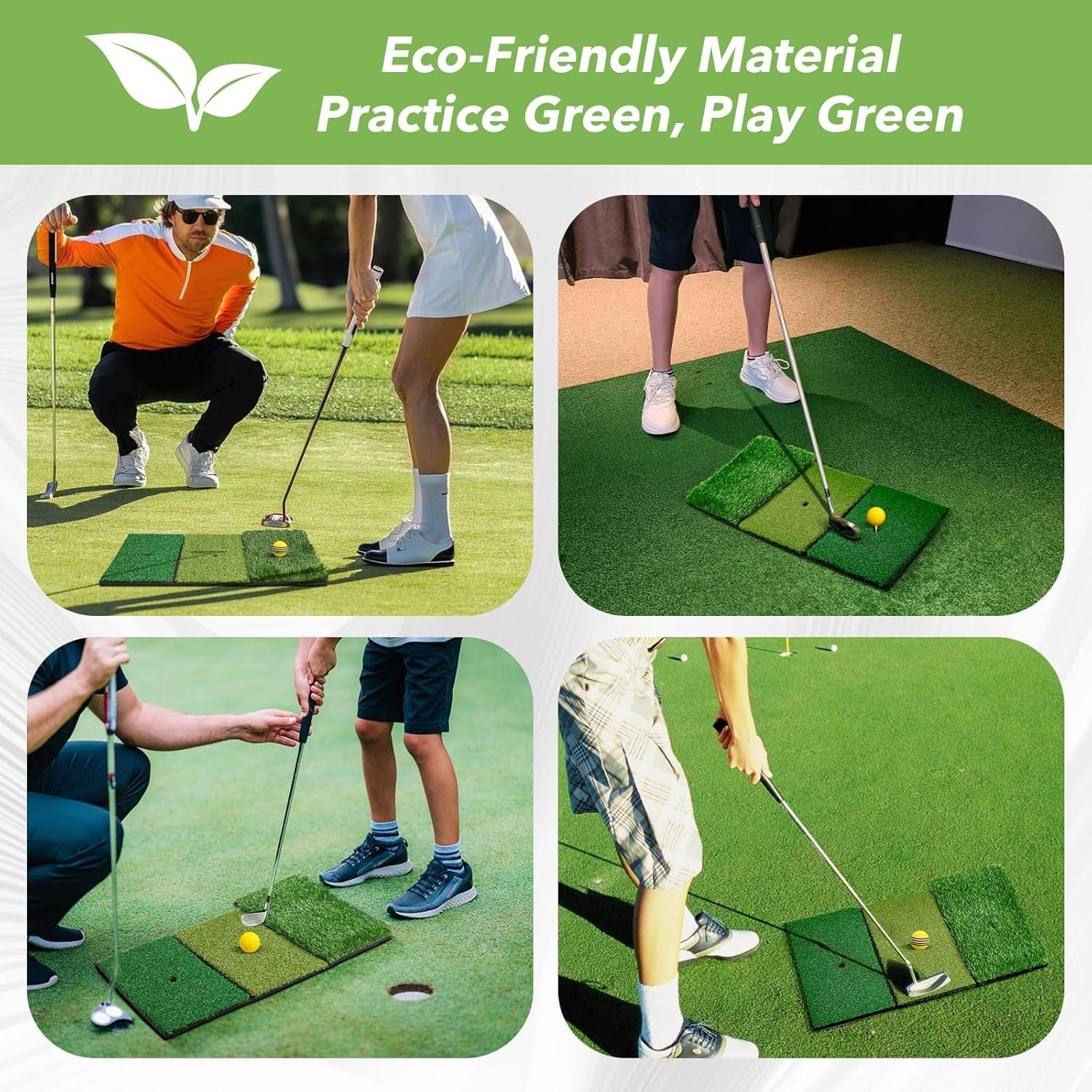 Golf Hitting Mat Practice Turf Indoor Outdoor Training Pad with Tees
