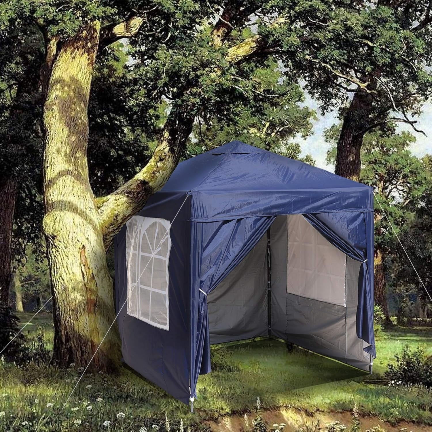 2x2M Blue Pop Up Gazebo With Removable Sides Waterproof Outdoor Tent