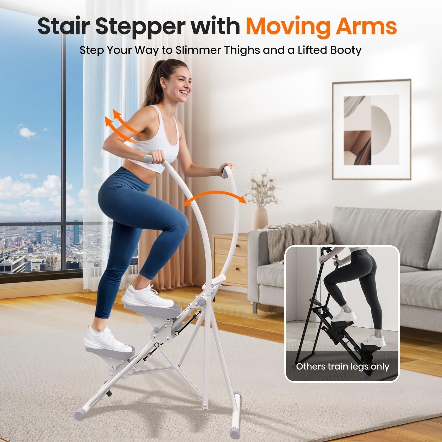 Dual-Action Stair Stepper w/ Moving Handlebars, 3 Pedal Angles & LCD Monitor