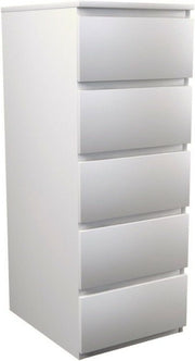 White 5 Drawer Tall Chest Storage Cabinet Modern Bedroom Organizer Unit