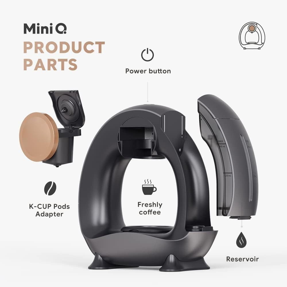 Single Serve Coffee Maker 2-in-1 Mini Brewer for Pods & Ground Coffee, 240ml
