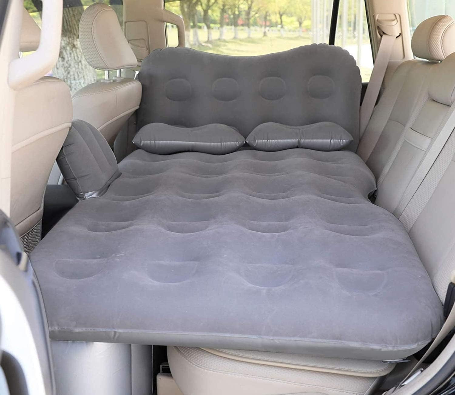 Inflatable Car Air Mattress Travel Bed with Pump & Pillows – SUV/Sedan