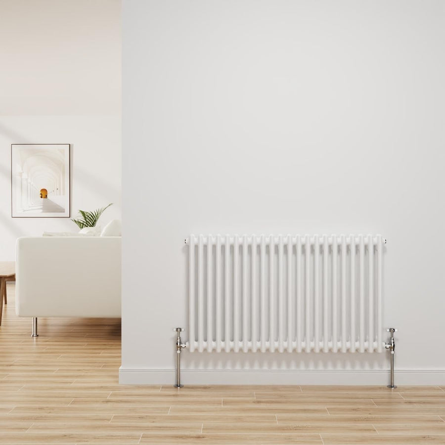 Gloss White 2 Column Radiator 600x1010mm Central Heating Bathroom