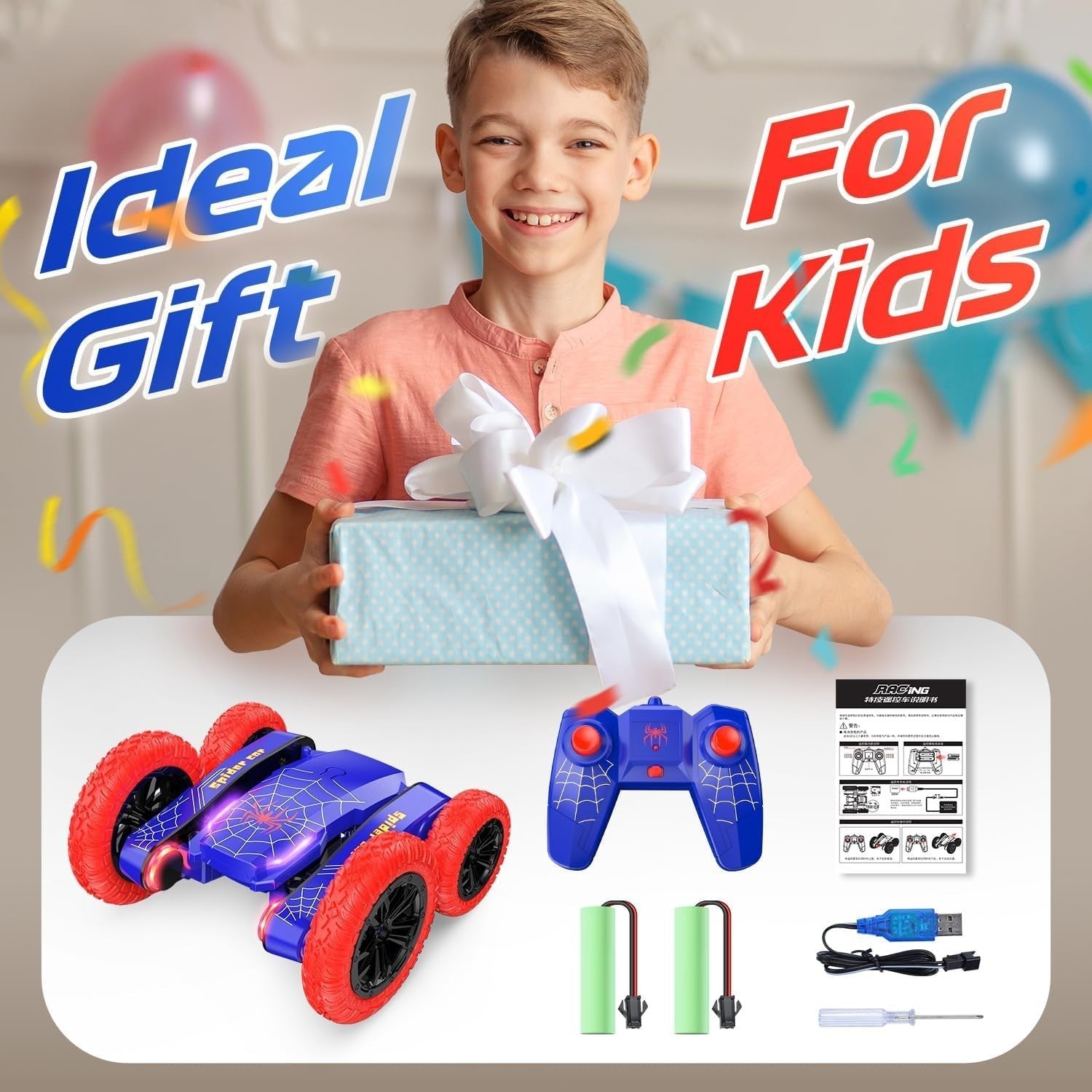 4WD RC Stunt Car for Kids, 360° Flip Double-Sided Remote Control Car