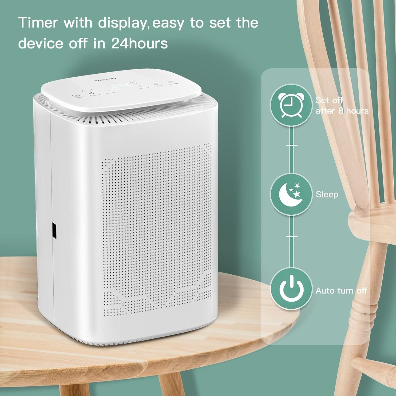 Dehumidifier Air Purifier Combo HEPA H13 Ionizer 1.6L Tank Quiet