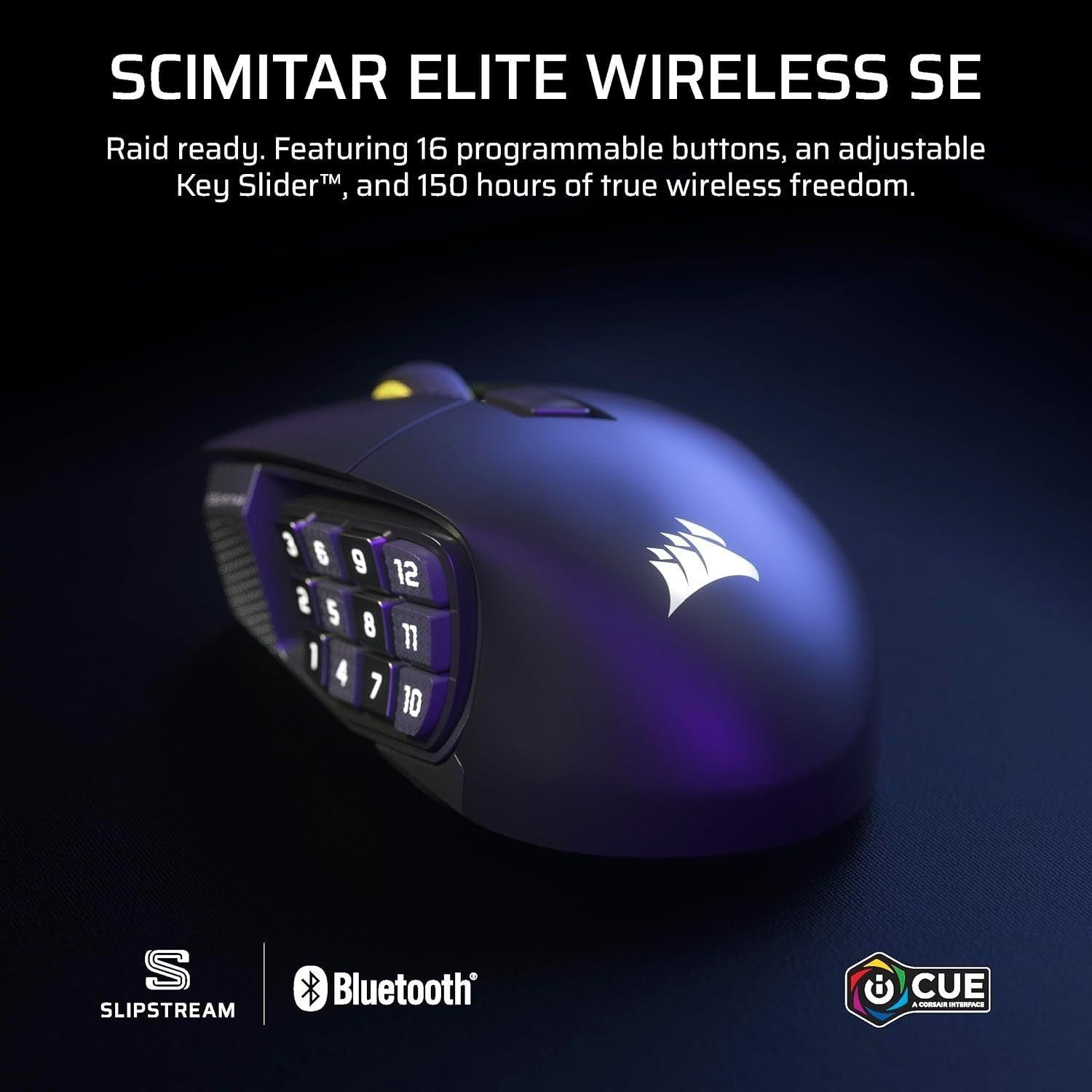 Wireless MMO Gaming Mouse 33K DPI 16 Buttons 150H Battery