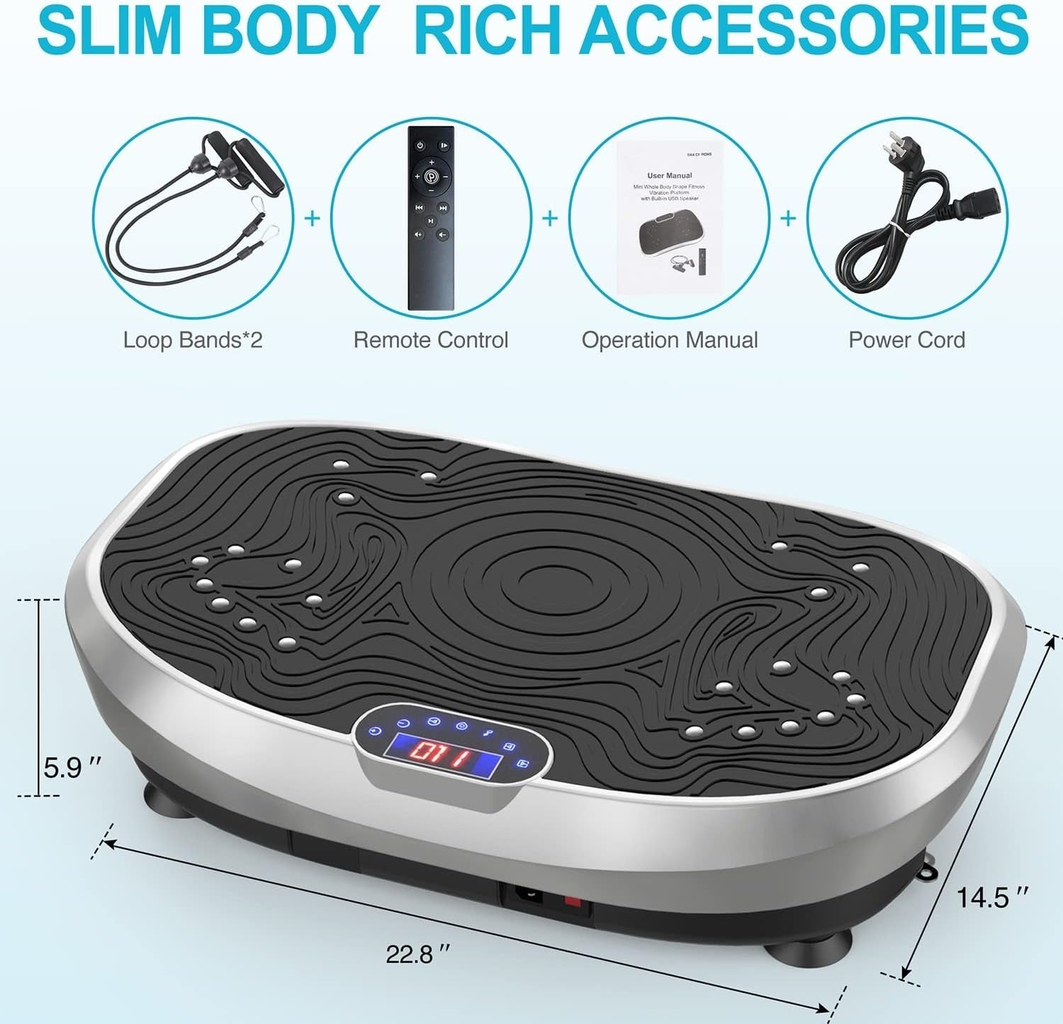 Silver Vibration Plate Exercise Machine 120 Speeds Full Body Wellness