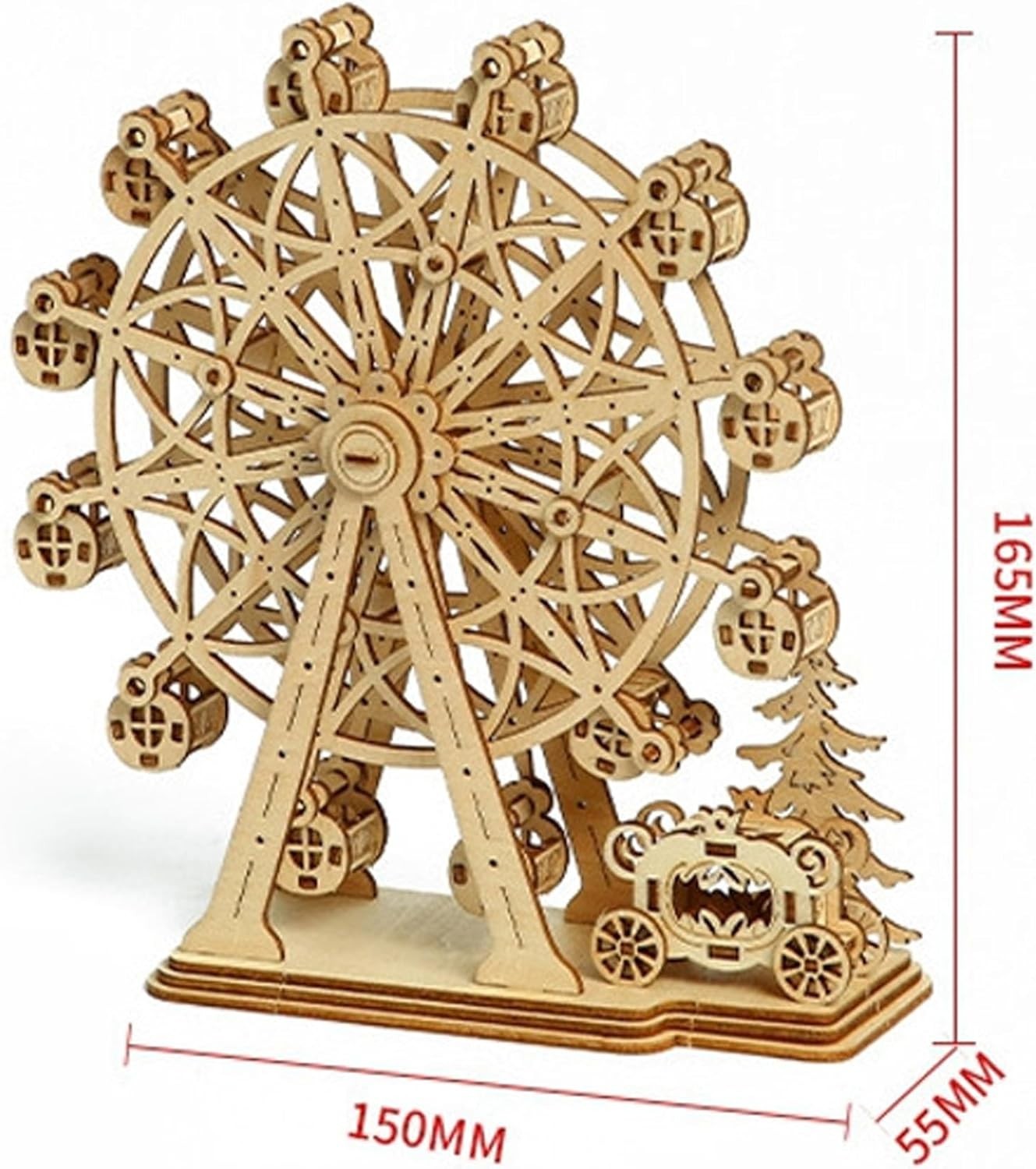 3D Wooden Ferris Wheel Puzzle Kit – DIY Mechanical Model for Adults & Teens