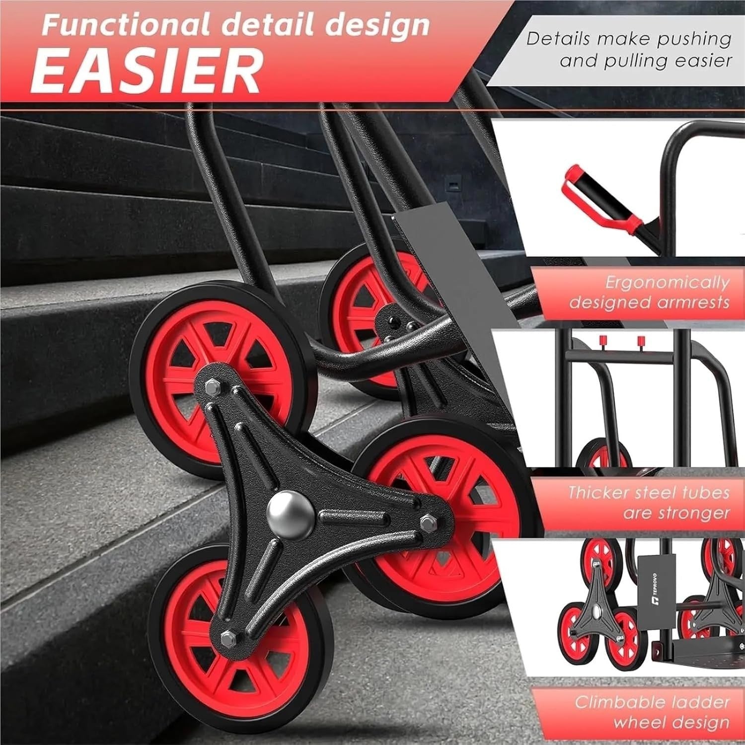 Heavy Duty Stair Climbing Hand Truck 440lb Folding Steel Dolly