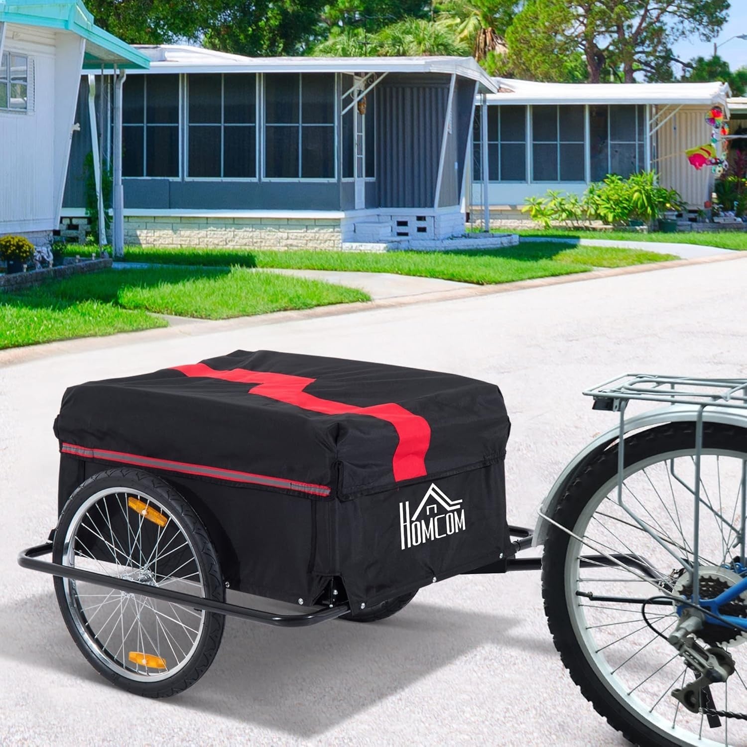 Large Bike Cargo Trailer 2-Wheel Folding Tow Cart w/ Cover Heavy Duty 40kg Load