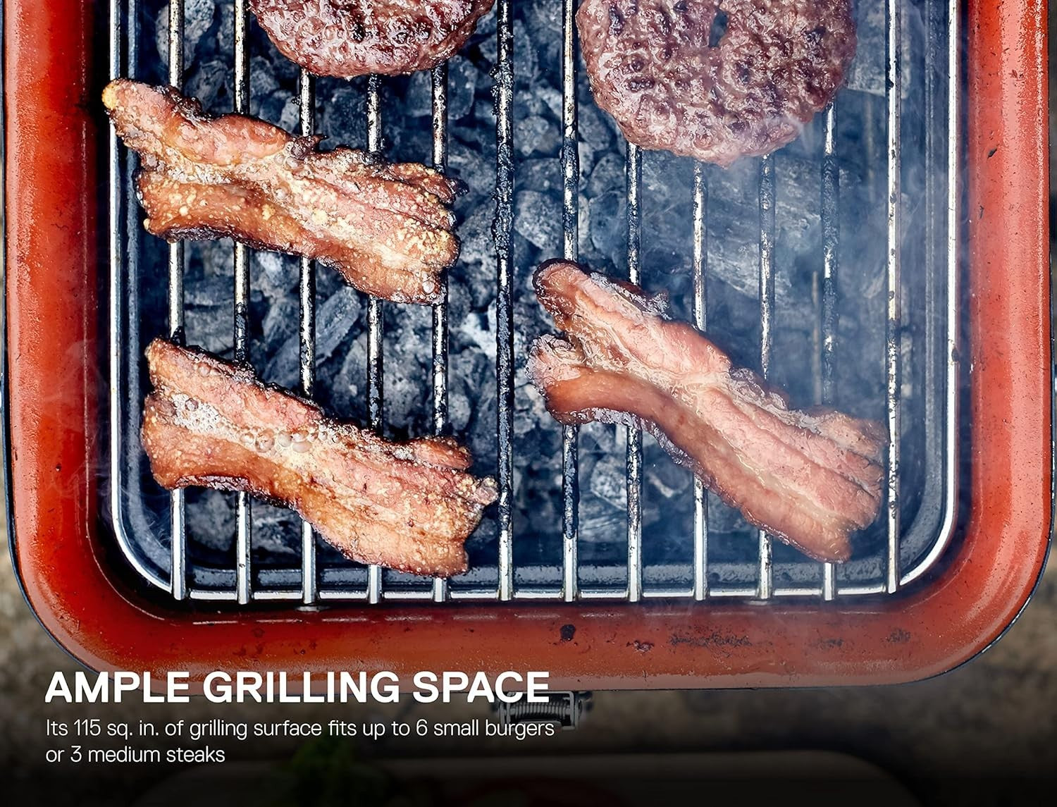 Portable Charcoal BBQ Grill with Lid & Prep Board | Compact Tabletop