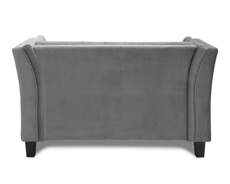 2 Seater Light Grey Velvet Sofa Chesterfield Tufted Arms Couch UKFR