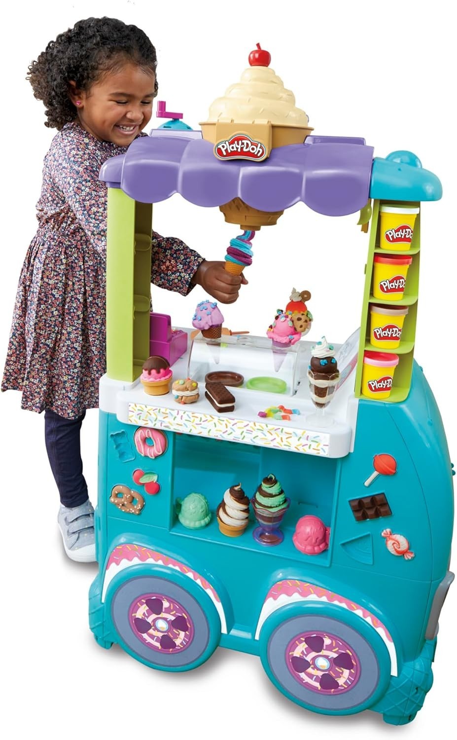 Kids Ice Cream Truck Playset Play Dough Kitchen Van Sounds 27 Accessories