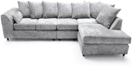 Alaska Corner Sofa Right Grey 5 Seater L Shape Couch Right Hand Fabric Suite