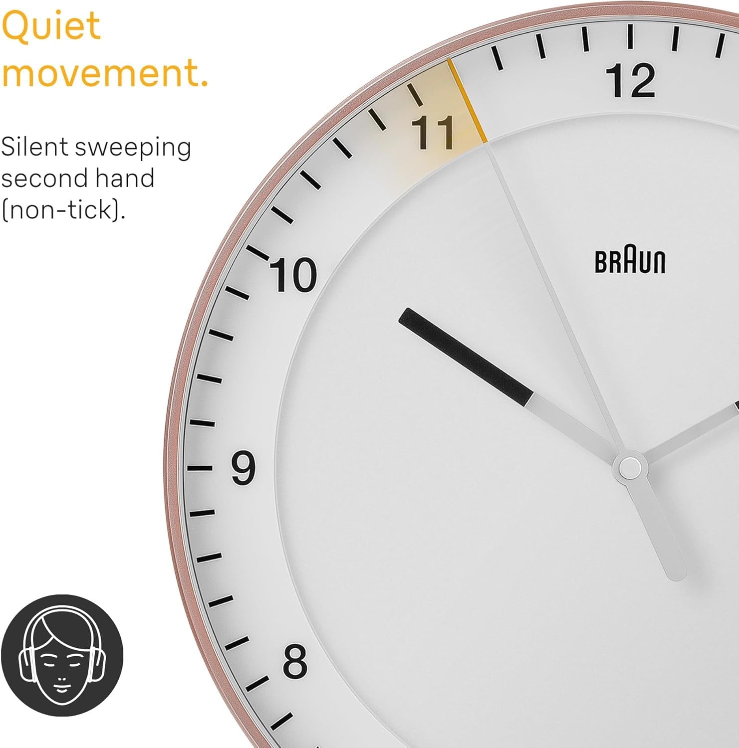 30cm Silent Sweep Wall Clock Modern Rose White Easy Read Minimalist Home Office