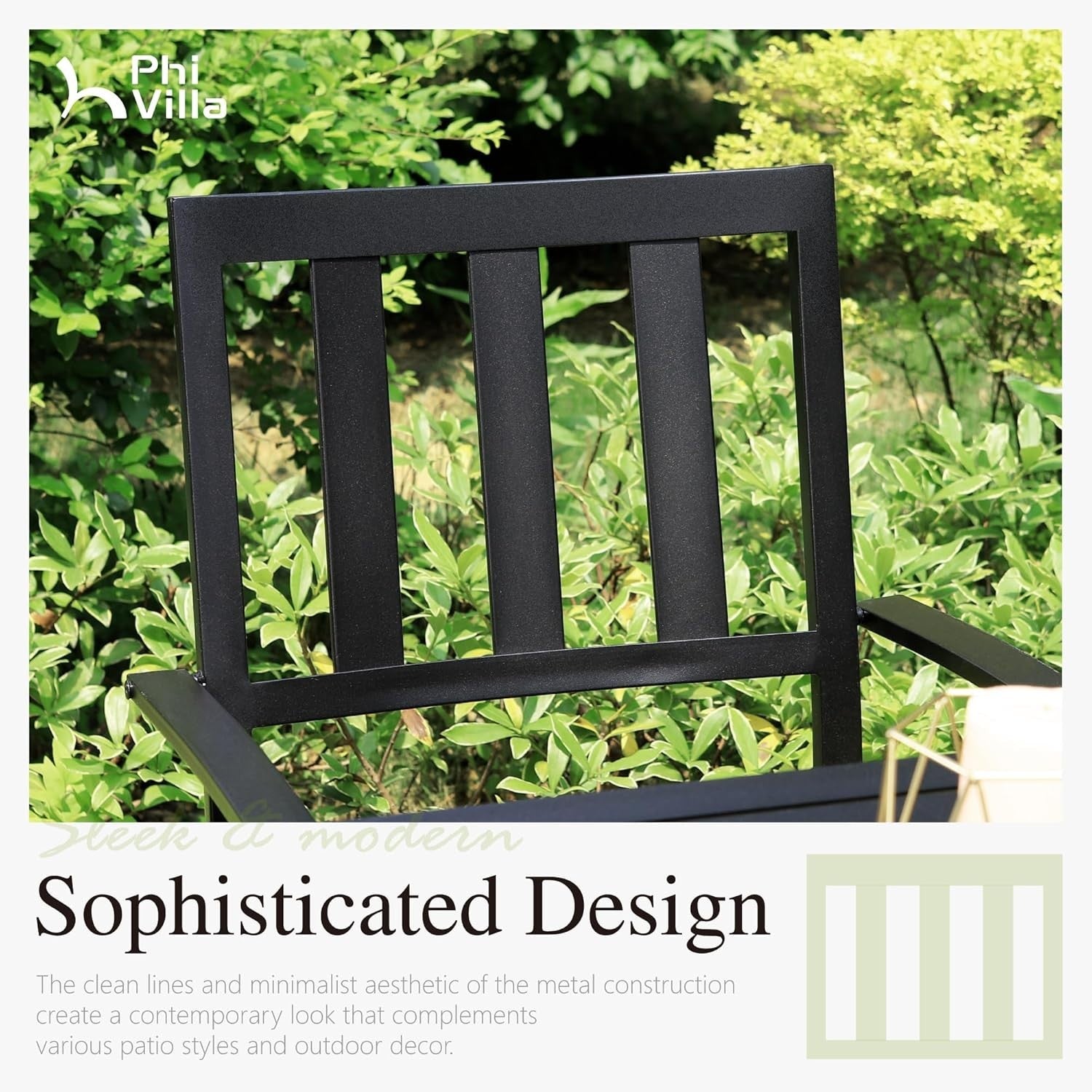 5 Piece Outdoor Patio Dining Set Metal Garden Table & Stackable Chairs