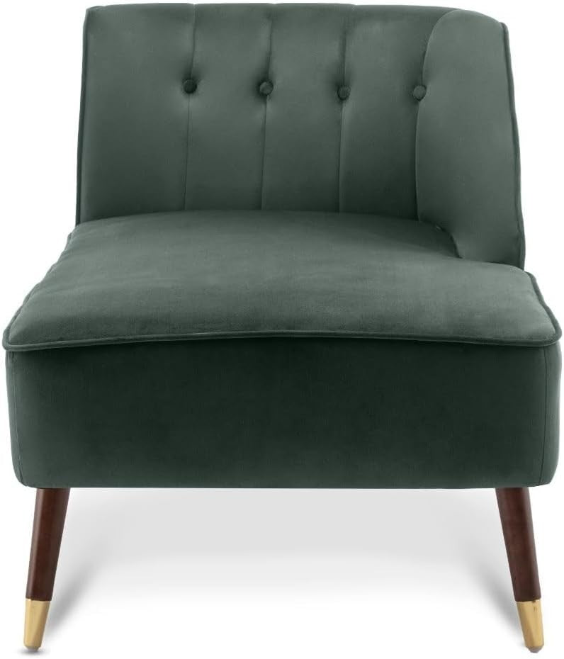 Modern Green Velvet Tufted Right Hand Chaise Lounge Chair Bedroom 160cm