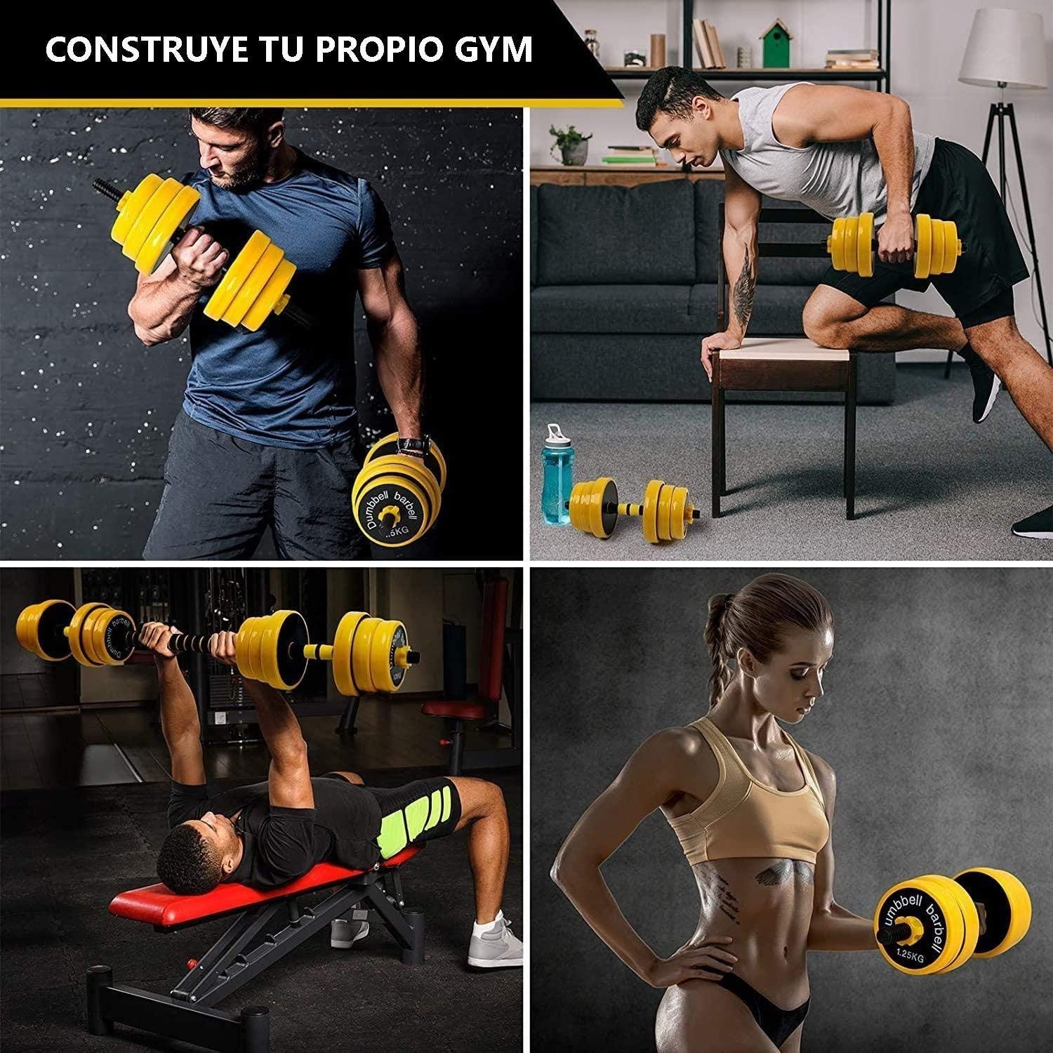 44LB Adjustable Dumbbell Barbell Set 2-in-1 Non-Slip Home Gym Weights