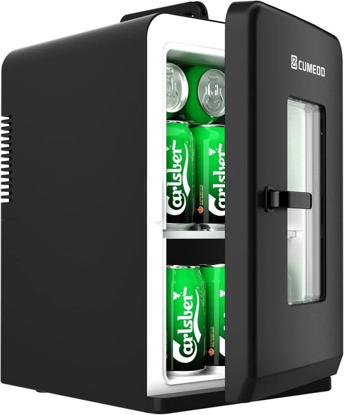 15L Mini Fridge Cooler & Warmer 21 Can Portable Small Fridge Black
