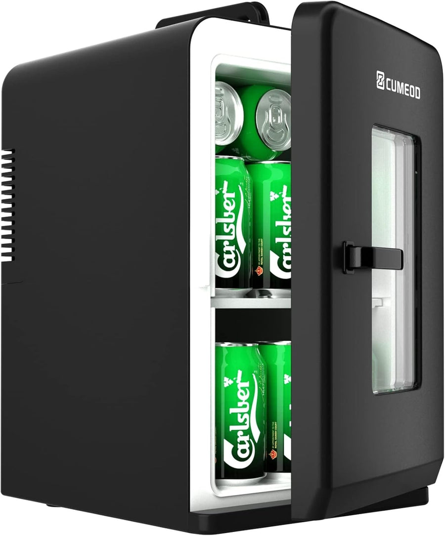 15L Mini Fridge Cooler & Warmer 21 Can Portable Small Fridge Black