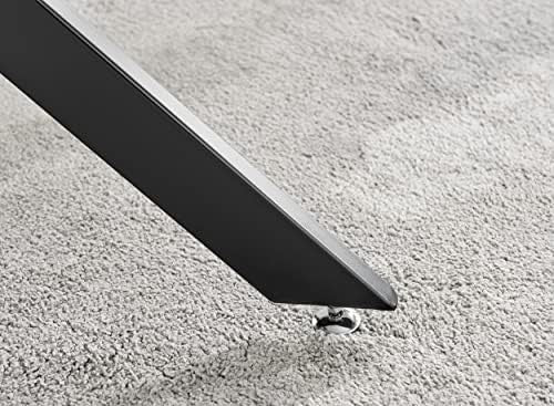 Modern Black Metal & Clear Glass Rectangular Dining Table 120x70cm