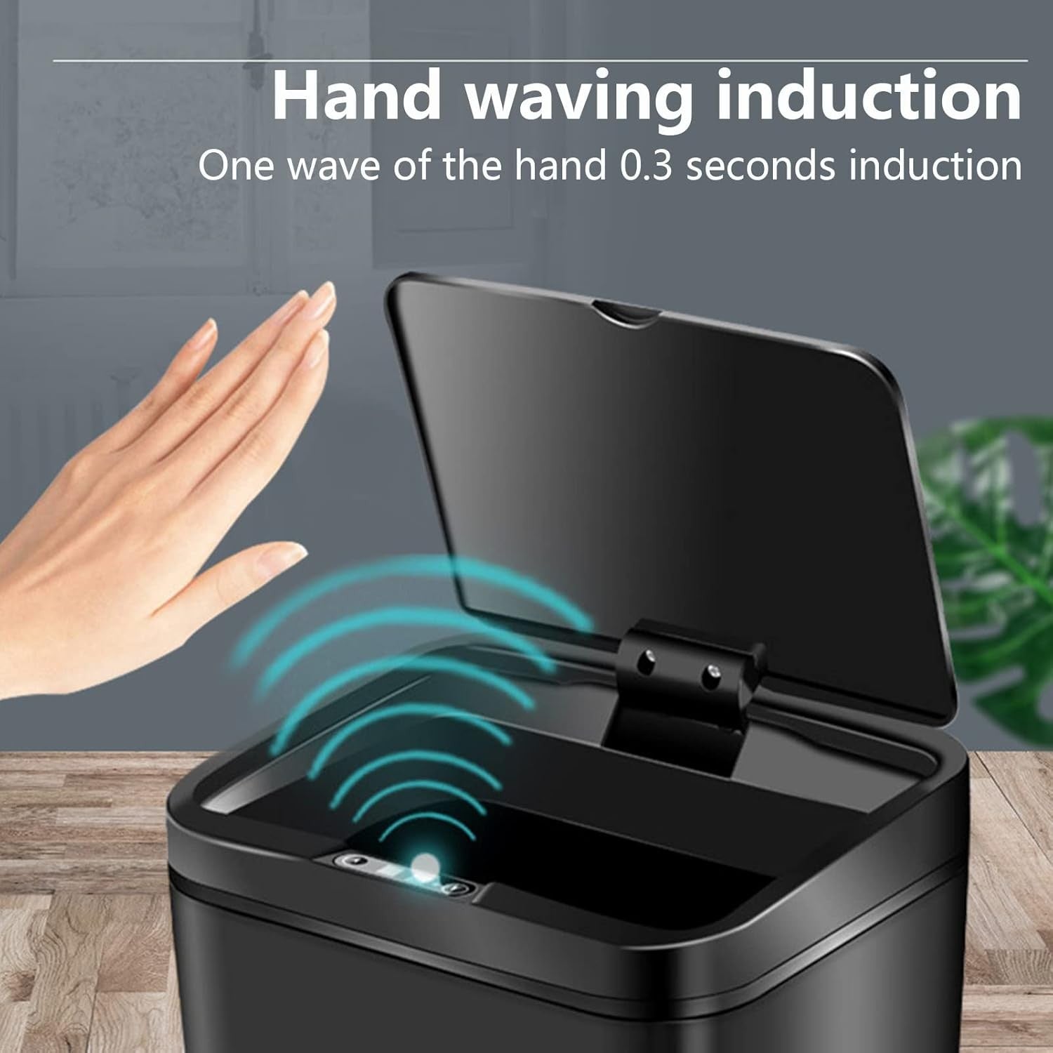 12L Automatic Sensor Bathroom Kitchen Bin Touchless ABS Black