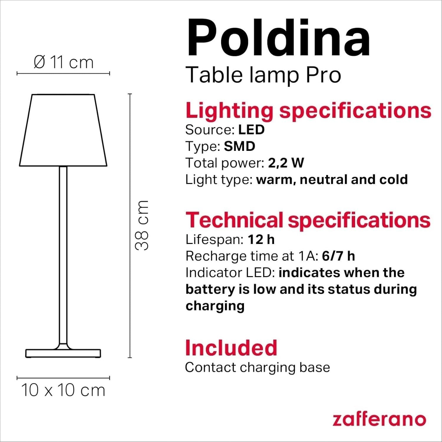 Cordless Touch Table Lamp Sage Green | Dimmable, Rechargeable, 38cm