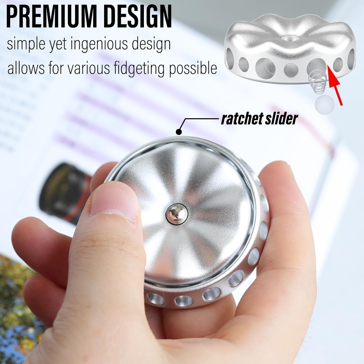 Silent Silver Flower Metal Fidget Spinner DIY Desk Coin Slider