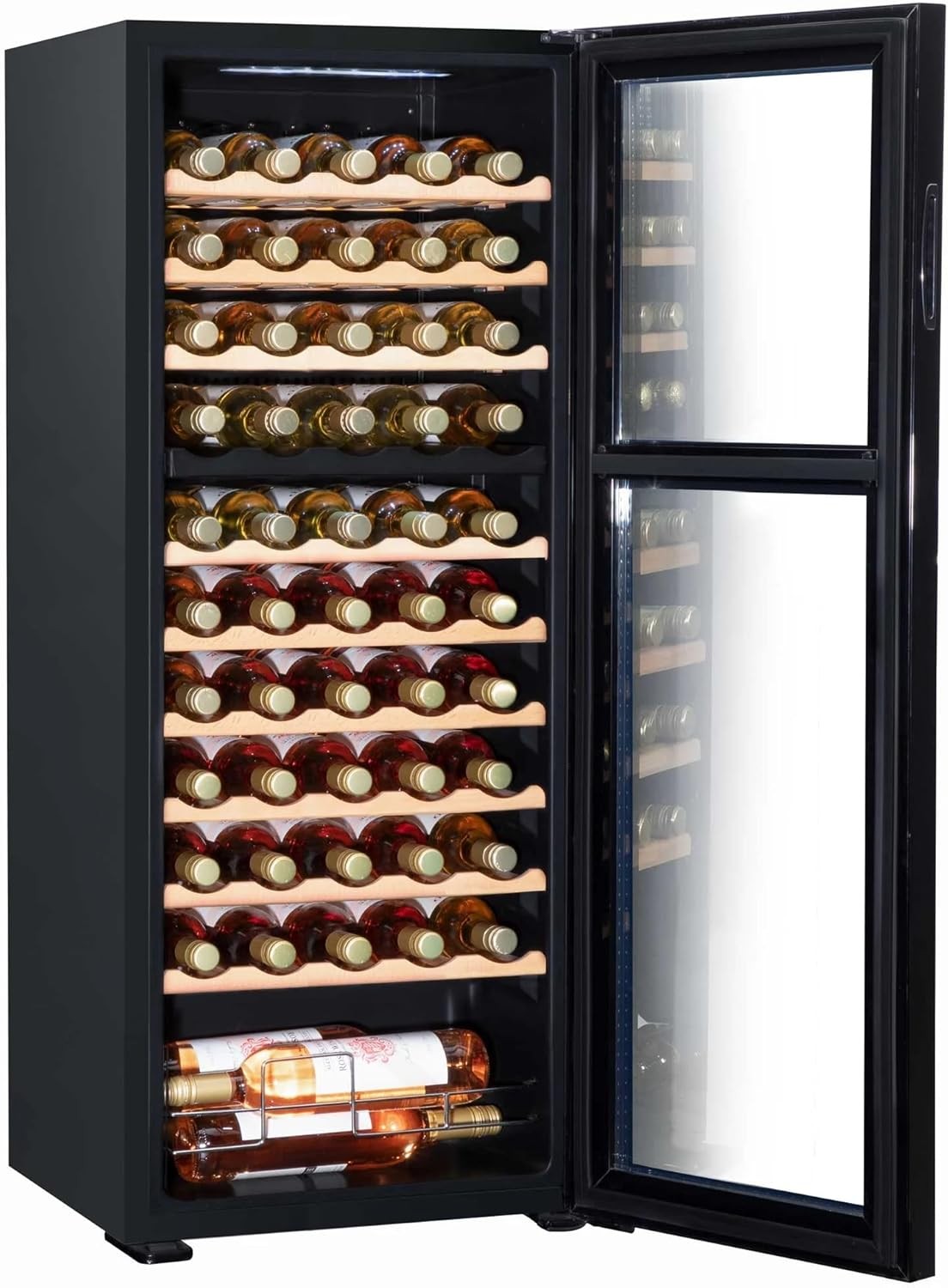 55 Bottle Dual Zone Wine Cooler Fridge Touch Screen LED Glass Door Black