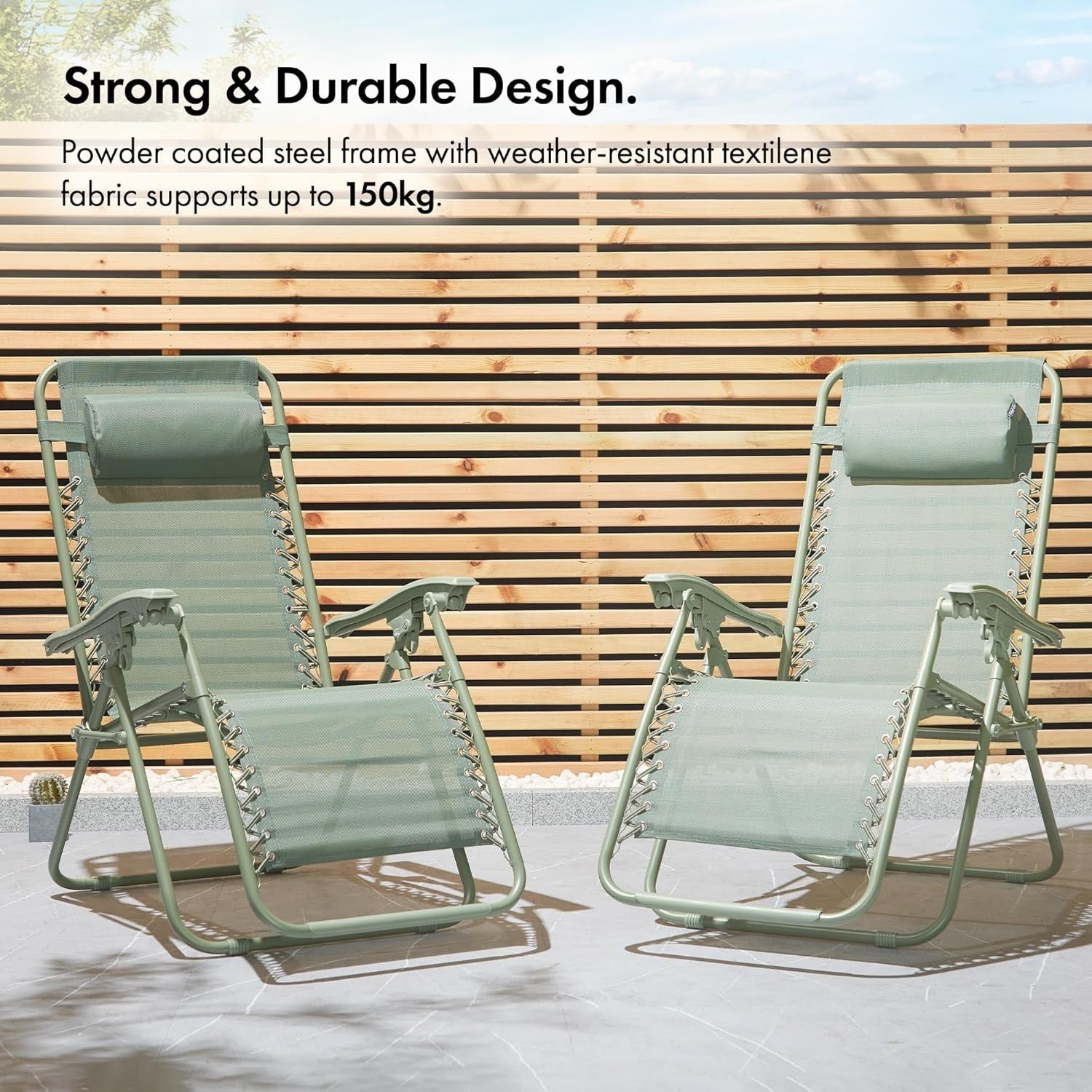 Outdoor Folding Zero Gravity Recliner Chairs 2-Pack Patio Sun Loungers