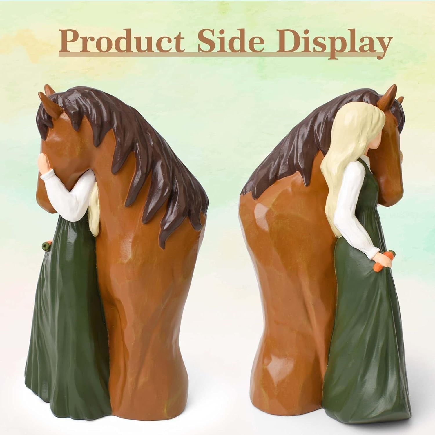Girl Embracing Horse Figurine | Hand-Painted Resin Statue | Friendship Gift
