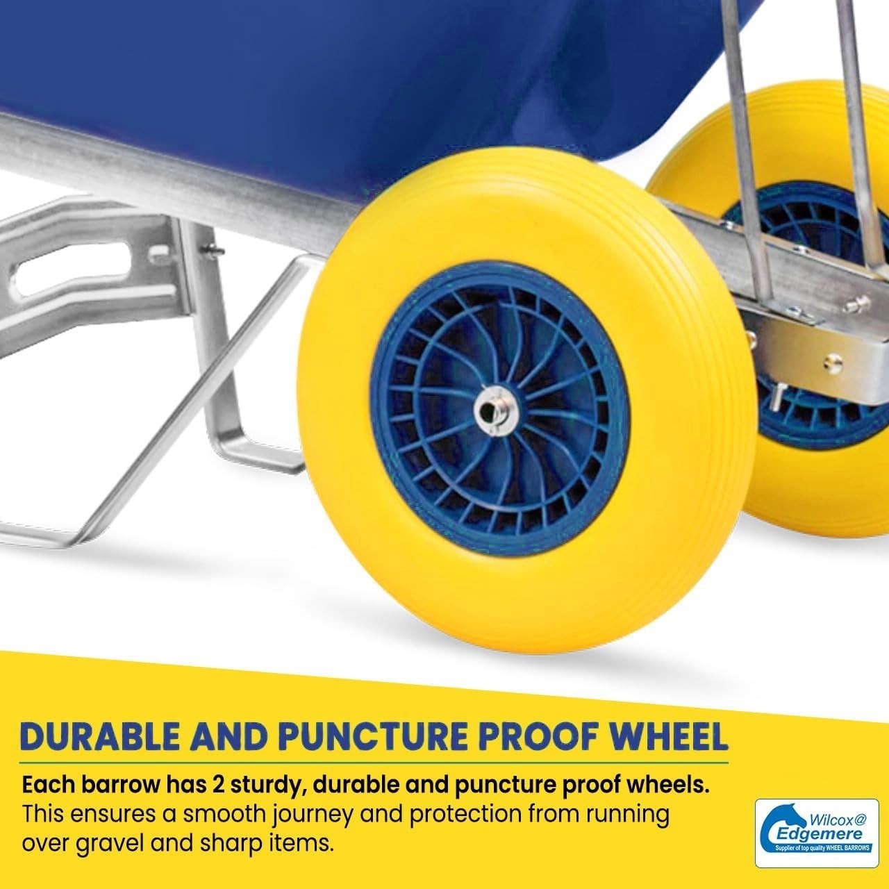 200L 2-Wheel Garden Wheelbarrow – Blue – PU Puncture Proof Tyres Galvanised