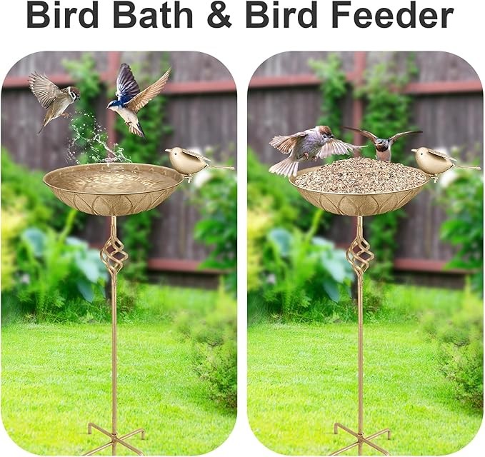 Metal Bird Bath Feeder Bowl – 5 Prong Stand Outdoor Garden Water Feature