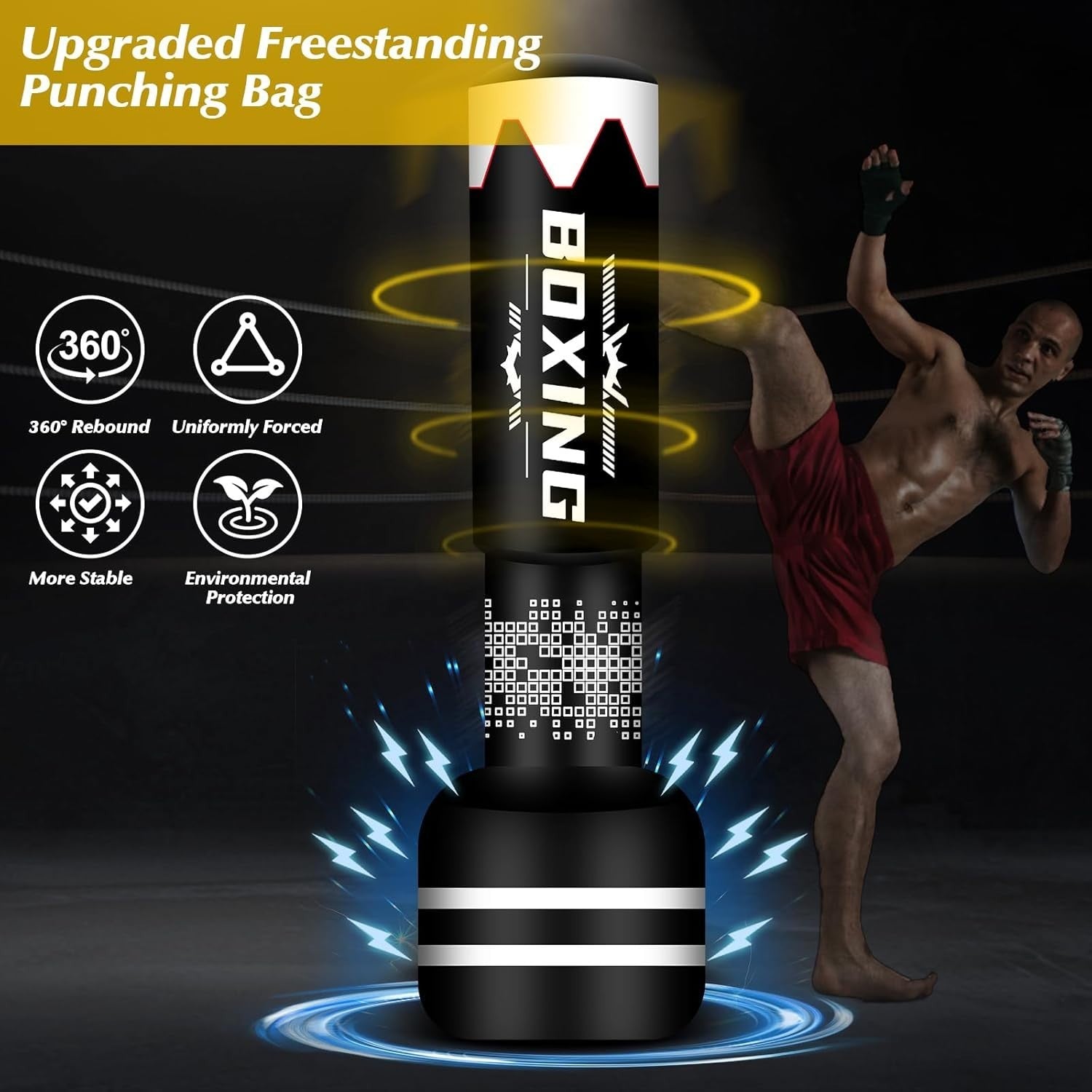 Upgraded 70in Inflatable Boxing Punch Bag Adult MMA Fitness Trainer