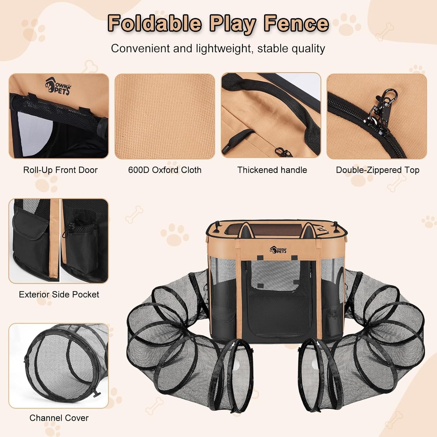 Portable Foldable Outdoor Cat Enclosure Tunnel with Expandable Playpen