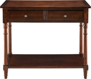 Wood Console Table with 2 Drawers & Shelf, 90x76.5cm, Sturdy Storage