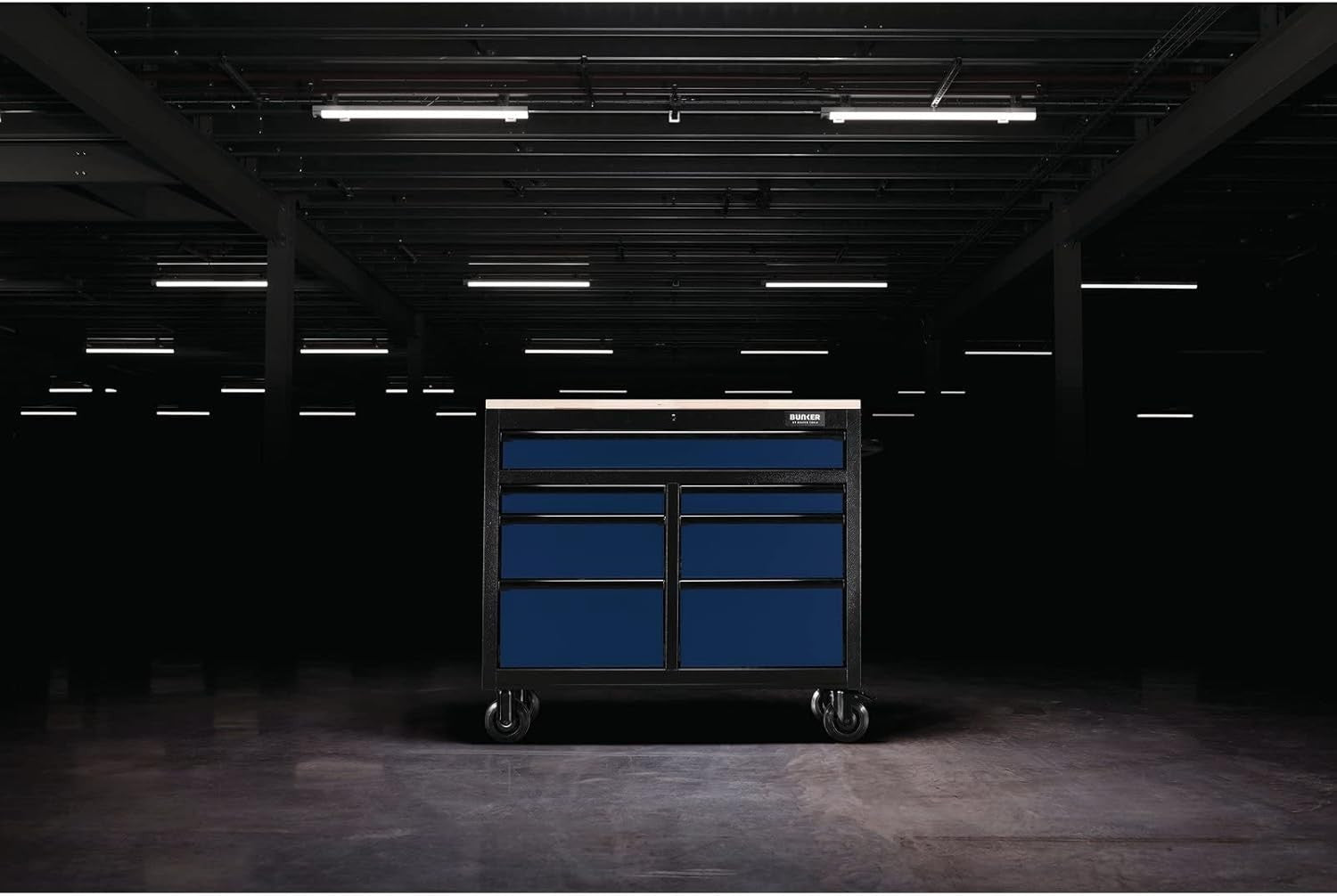 41" Roller Tool Cabinet 7 Drawer Mobile Workbench Hardwood Top Blue
