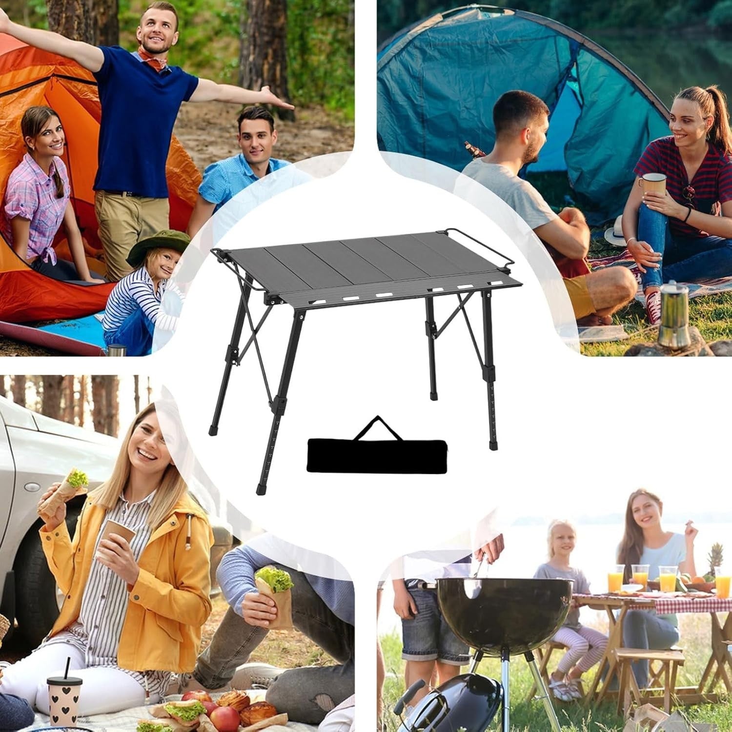 Portable Folding Camping Table - Lightweight, Adjustable, Stable Outdoor BBQ