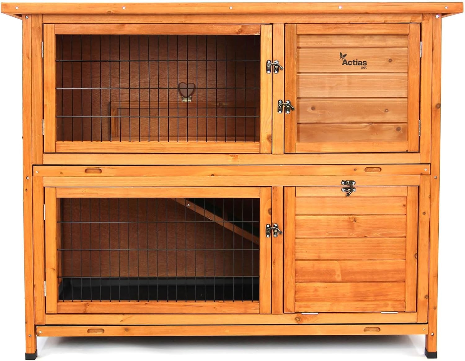 Large Two Tier Wooden Rabbit Hutch Outdoor Weatherproof Small Animal Cage