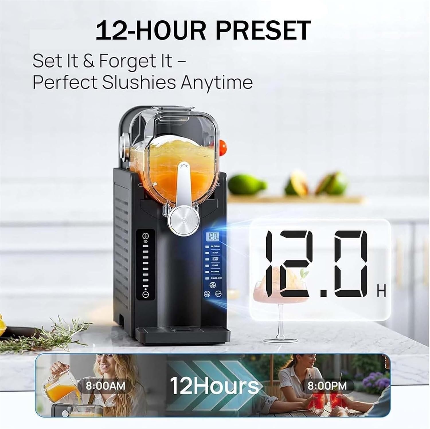 Commercial Slush Machine Frozen Drink Maker Auto Clean 1.6L Fast Freeze